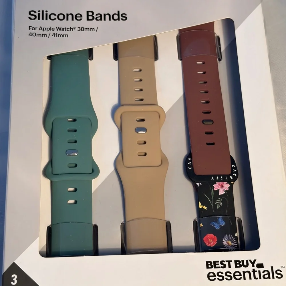 Silicone Bands for Apple Watch fits 38mm/40mm/41mm (3pk)